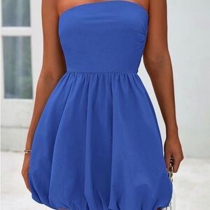 Strapless Bubble Mini Dress in Blue NWOT